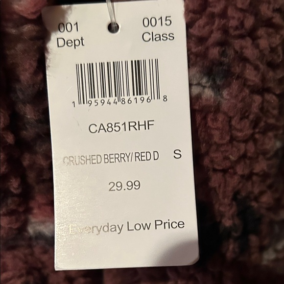 NWT Avalanche Patterned Sherpa Fleece Jacket w/zipper and pockets - Size Small - Picture 6 of 7